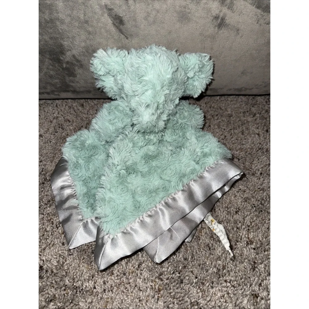 Cloud Island Green Swirls Elephant Plush Security Blanket Lovey Satin 13